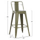 Σκαμπο μπαρ μεσαιου υψουσ μεταλλικο melita-pro hm8574.43 dark olive green 43x43x88υεκ. **