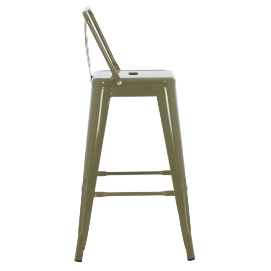 Σκαμπο μπαρ μεσαιου υψουσ μεταλλικο melita-pro hm8574.43 dark olive green 43x43x88υεκ. **
