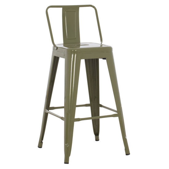 Σκαμπο μπαρ μεσαιου υψουσ μεταλλικο melita-pro hm8574.43 dark olive green 43x43x88υεκ. **