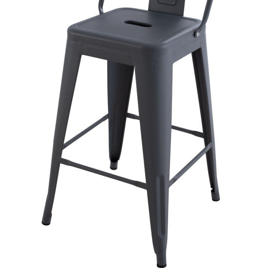 Σκαμπο μπαρ μεσαιου υψουσ μεταλλικο melita-pro hm8574.50 γκρι 43x43x88υεκ. **