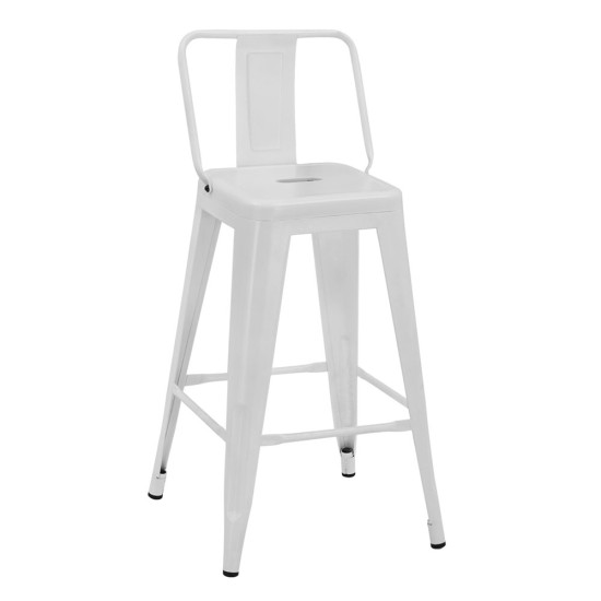 Σκαμπο μπαρ μεσαιου υψουσ μεταλλικο melita-pro hm8574.41 λευκο ματ 43x43x88υεκ. **