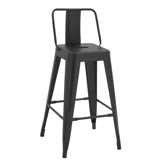 Σκαμπο μπαρ μεσαιου υψουσ μεταλλικο melita-pro hm8574.42 μαυρο ματ 43x43x88υεκ. **