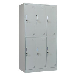 LOCKER METALLIC BRAILA HM5546.11 6 CABINETS WITH KEY LOCKS IN LIGHT GREY 90x45x185Hcm. **