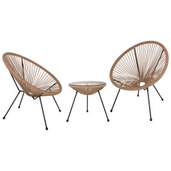 Σετ εξωτερικου χωρου 3τμχ acapulco hm21100 twisted wicker-μεταλλο **