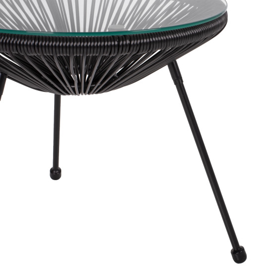 Σετ εξωτερικου χωρου 3τμχ acapulco hm21101 p.e.rattan-μεταλλο σε μαυρο **