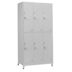 LOCKER METALLIC WITH LEGS BRAILA HM21102 6 CABINETS WITH KEY LOCKS IN LIGHT GREY 90x45x195Hcm. **