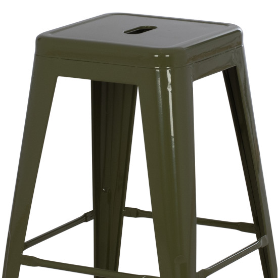 Σκαμπο μεσαιου υψουσ μεταλλικο melita-pro hm8573.43 dark olive green 43x43x67υεκ. **