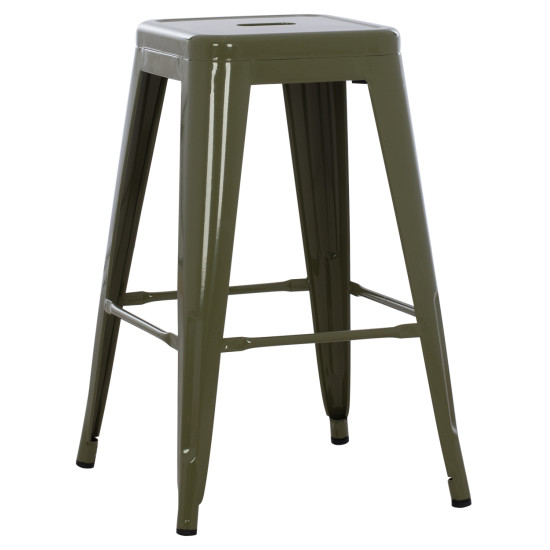 Σκαμπο μεσαιου υψουσ μεταλλικο melita-pro hm8573.43 dark olive green 43x43x67υεκ. **