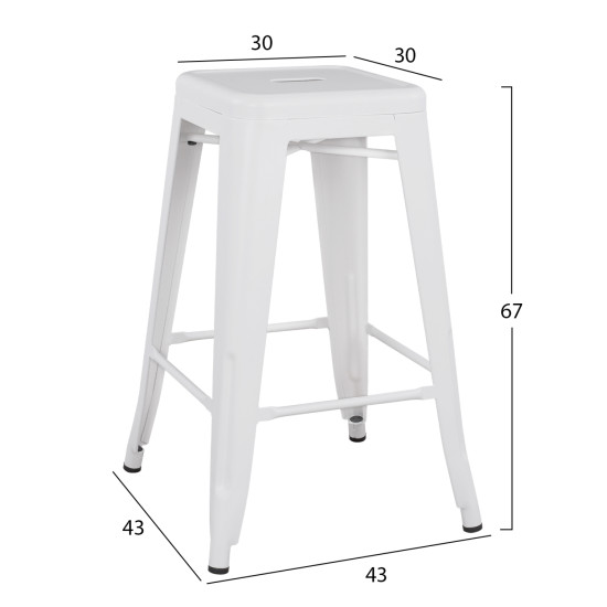 Σκαμπο μεσαιου υψουσ μεταλλικο melita-pro hm8573.41 λευκο ματ 43x43x67υεκ. **