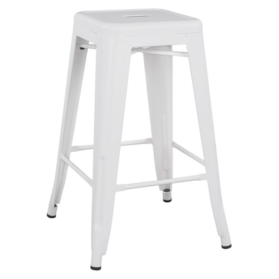 Σκαμπο μεσαιου υψουσ μεταλλικο melita-pro hm8573.41 λευκο ματ 43x43x67υεκ. **
