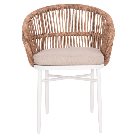 Πολυθρονα αλουμινιου orin hm6265.02 λευκη-p.e.rattan φυσικο-μπεζ μαξιλαρια 58x61x75υ **