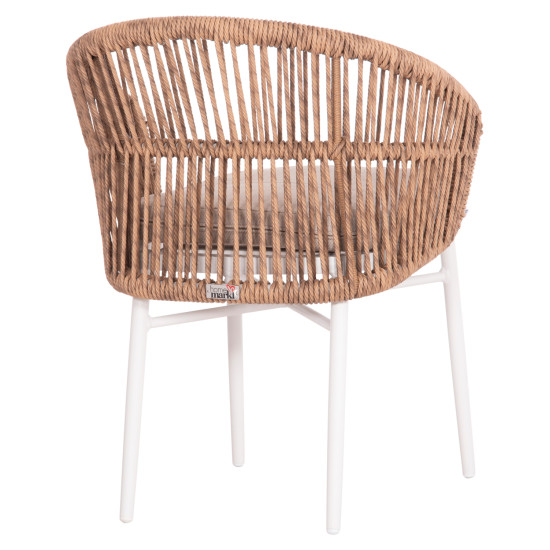 Πολυθρονα αλουμινιου orin hm6265.02 λευκη-p.e.rattan φυσικο-μπεζ μαξιλαρια 58x61x75υ **