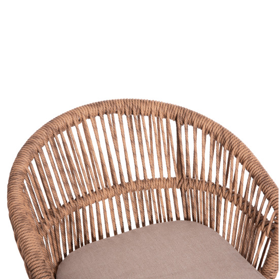 Πολυθρονα αλουμινιου orin hm6265.02 λευκη-p.e.rattan φυσικο-μπεζ μαξιλαρια 58x61x75υ **