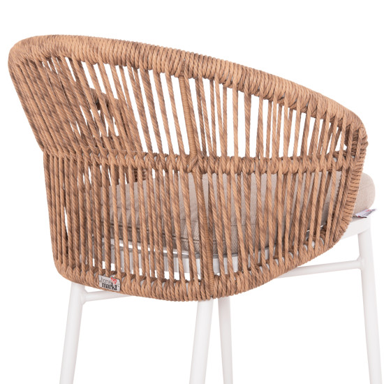 Πολυθρονα αλουμινιου orin hm6265.02 λευκη-p.e.rattan φυσικο-μπεζ μαξιλαρια 58x61x75υ **