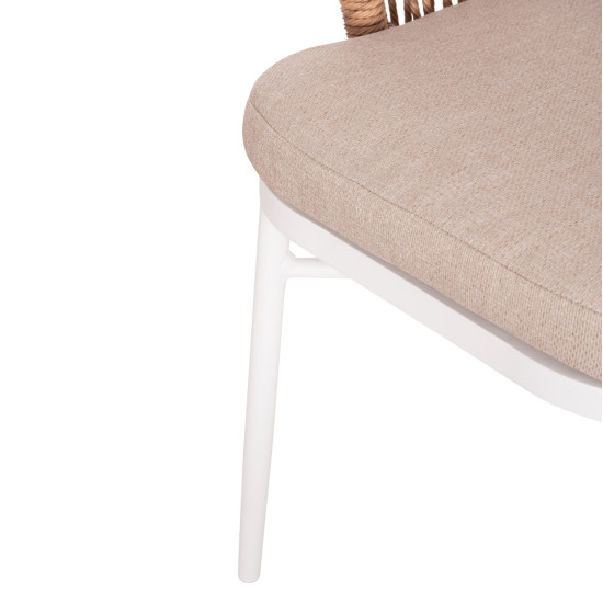 Πολυθρονα αλουμινιου orin hm6265.02 λευκη-p.e.rattan φυσικο-μπεζ μαξιλαρια 58x61x75υ **