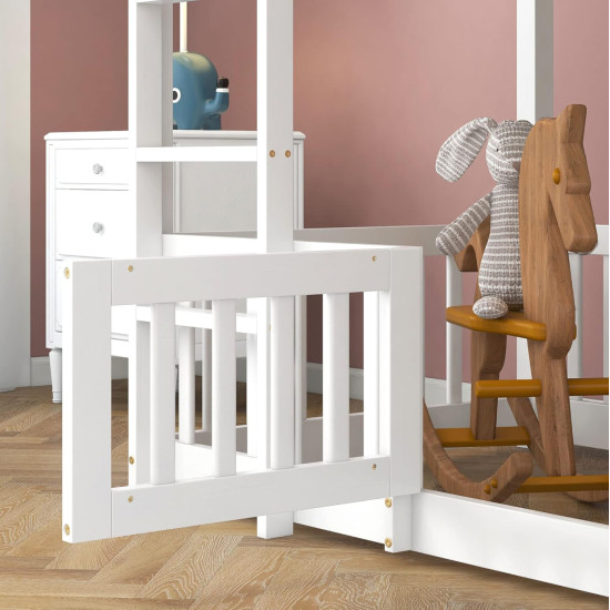 Παιδικη κουκετα τ.montessori με παρκακι playkid hm703.03 ξυλο πευκου λευκο για 190x90εκ **