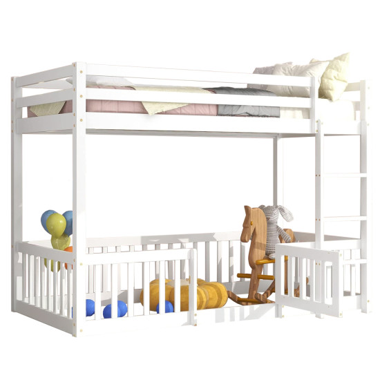 Παιδικη κουκετα τ.montessori με παρκακι playkid hm703.03 ξυλο πευκου λευκο για 190x90εκ **
