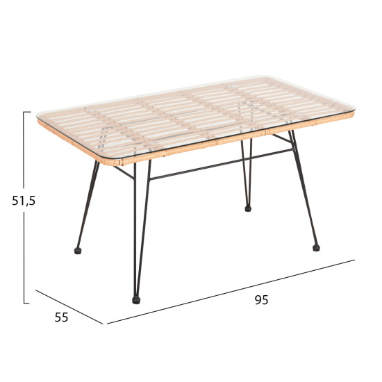Σετ σαλονι εξωτερικου χωρου 4τμχ allegra hm21052 wicker-μεταλλο **