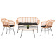 Σετ σαλονι εξωτερικου χωρου 4τμχ allegra hm21052 wicker-μεταλλο **
