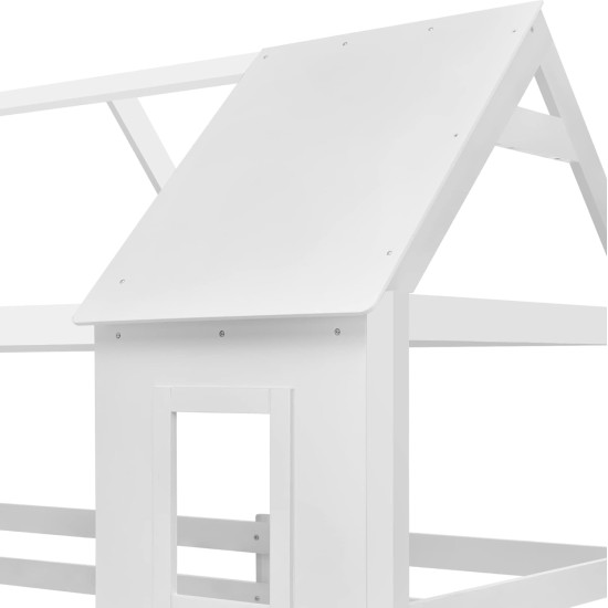 Παιδικη κουκετα σπιτακι  τ.montessori hood hm705.03 ξυλο πευκου σε λευκο-στρωματα 190x90εκ **