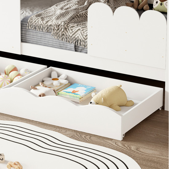 Παιδικο κρεβατι τ.montessori με συρταρια domer hm710.03 ξυλο πευκου λευκο-στρωμα 90x190εκ **