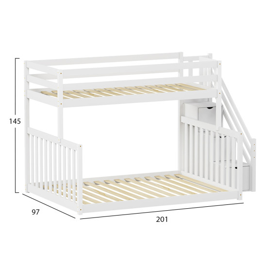 Παιδικh κουκετα τ.montessori beamer hm711.03 ξυλο πευκου σε λευκο-στρωματα 90-140x190εκ **