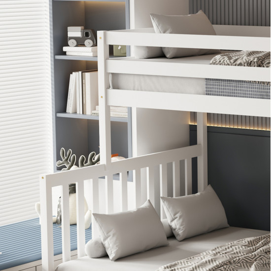 Παιδικh κουκετα τ.montessori beamer hm711.03 ξυλο πευκου σε λευκο-στρωματα 90-140x190εκ **