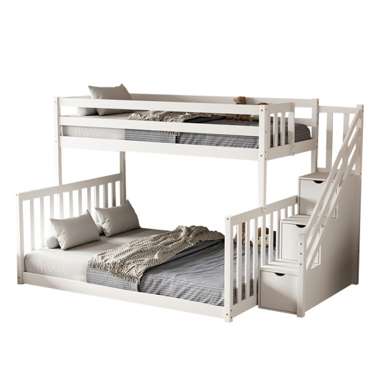 Παιδικh κουκετα τ.montessori beamer hm711.03 ξυλο πευκου σε λευκο-στρωματα 90-140x190εκ **