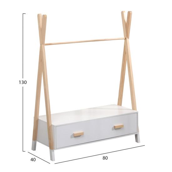 Κρεμαστρα με συρταρια παιδικh paschal hm2491.03 μελαμινη-ξυλο πευκου 80x40x130υεκ **