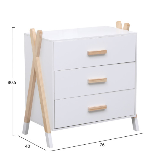 Συρταριερα παιδικh paschal hm2493.03 μελαμινη-ξυλο πευκου 76x40x80.5υεκ **