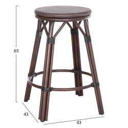 Σκαμπο αλουμινιου μεσ.υψουσ chino hm6286.01 bamboo look & textilene καφε 43x43x65υεκ **