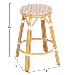 Σκαμπο αλουμινιου μεσ.υψουσ chino hm6286.04 bamboo look φυσικο & textilene 43x43x65υεκ **