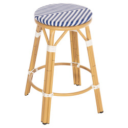 Σκαμπο αλουμινιου μεσ.υψουσ chino hm6286.05 bamboo look & textilene μπλε 43x43x65υεκ **