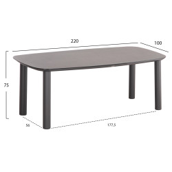 Τραπεζι dosun hm6202.01 γκρι αλουμινιο-3d print γυαλι-κεραμικο look 220x100x75υεκ **