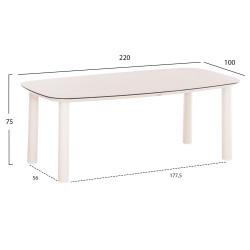 Τραπεζι dosun hm6202.02 κρεμ αλουμινιο-3d print γυαλι κεραμικο look 220x100x75υεκ **