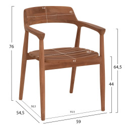 Πολυθρονα εξωτερικου χωρου frem hm18107 ξυλο teak-φυσικο χρωμα 59x54.5x76υεκ. **