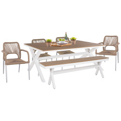 Σετ τραπεζαριασ εξωτ.χωρου 6tmx tawnee hm21108-τραπεζι-παγκακι-πολυθρονεσ & καρεκλεσ **