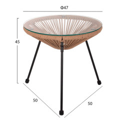 Σετ εξωτ.χωρου 3τμχ acapulco hm21111 τραπεζι & 2 πολυθρονεσ σε μαυρο-μπεζ **
