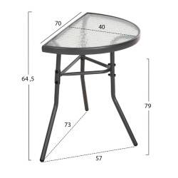 Σετ εξωτ.χωρου 3τμχ laura hm21112 τραπεζι ημικυκλικο & 2 πολυθρονεσ- γκρι **