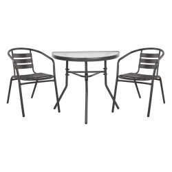 Σετ εξωτ.χωρου 3τμχ laura hm21112 τραπεζι ημικυκλικο & 2 πολυθρονεσ- γκρι **