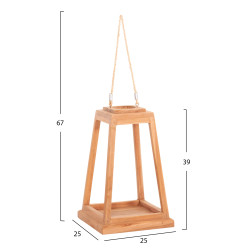 Επιτραπεζιο διακοσμητικο φαναρι για κερι rami hm4584 ξυλο teak φυσικο 25x25x39-67υεκ. **