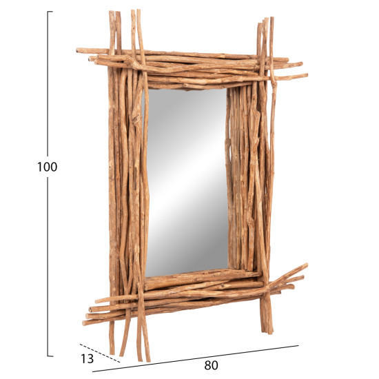 Καθρεπτησ τοιχου twigger hm4442 driftwood σε φυσικο χρωμα 80x15x100υεκ **