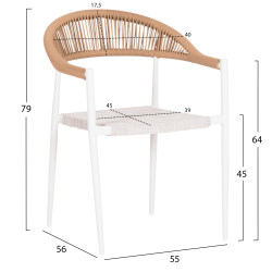 Πολυθρονα berg hm6284.01 αλουμινιο & textilene λευκο--p.e.twisted rattan 55x56x79υεκ ** Πολυθρονα berg hm6284.01 αλουμινιο & textilene λευκο--p.e.twisted rattan 55x56x79υεκ **