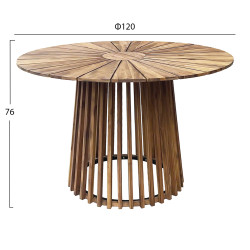 Τραπεζι τραπεζαριασ εξ.χωρου cristobal hm6234 ξυλο ακακιασ-μεταλλο φ120x76υεκ **