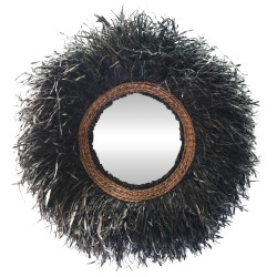 Διακοσμητικοσ καθρεπτησ τοιχου στρογγυλοσ brenno hm4713 ινεσ μπανανασ μαυρο φ80εκ **