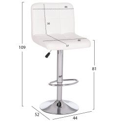 ΣΚΑΜΠΟ ΜΠΑΡ ΠΕΡΙΣΤΡΕΦΟΜΕΝΟ DIANA HM202.22 ΛΕΥΚΟ PU--ΜΕΤΑΛΛΟ ΧΡΩΜΙΟ 44x52x109Υεκ. - 2τεμ **