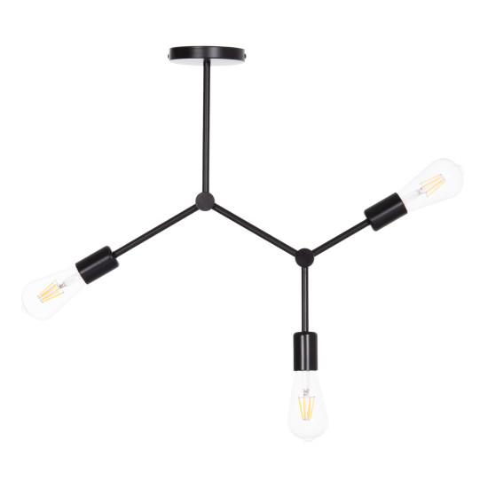 Φωτιστικο οροφησ 3-φωτο lighty hm7404.11 μεταλλο σε μαυρο 52x5x48υεκ. **