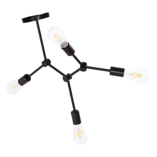 Φωτιστικο οροφησ 4-φωτο lighty hm7405.11 μεταλλο σε μαυρο 57x5x52υεκ. **