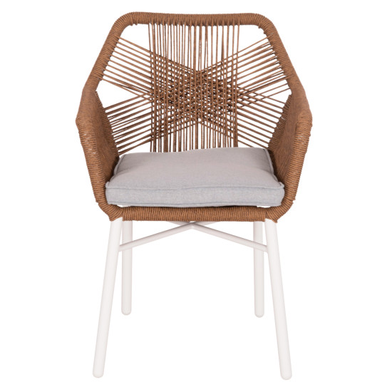 Πολυθρονα topin hm6048.11 αλουμινιο λευκο-p.e. rattan μπεζ 59x63x81υεκ **