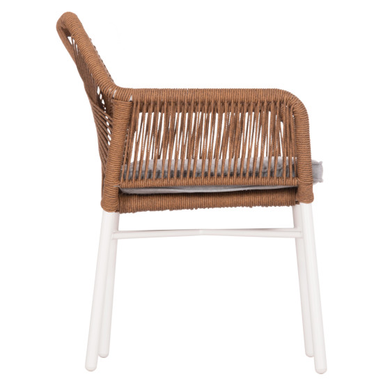 Πολυθρονα topin hm6048.11 αλουμινιο λευκο-p.e. rattan μπεζ 59x63x81υεκ **